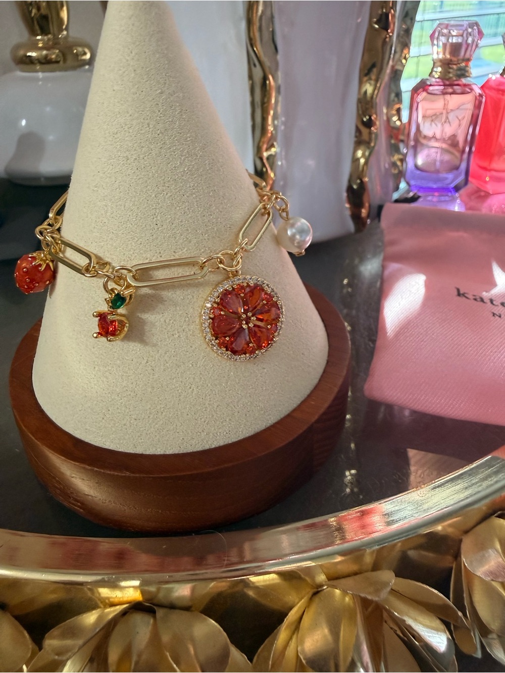 kate spade Gold  Orange Slice with Pearls Bracelet